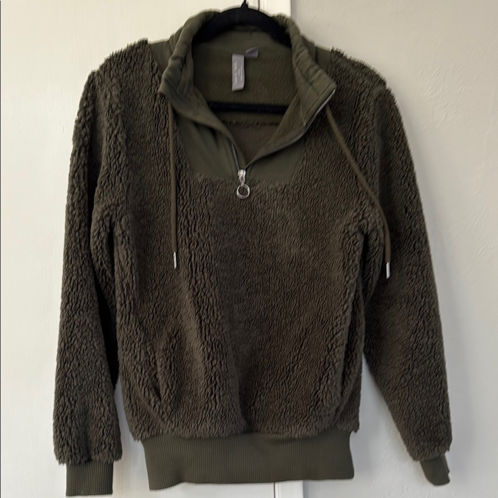 Sweaty Betty Mountain Green Sherpa Pullover XS